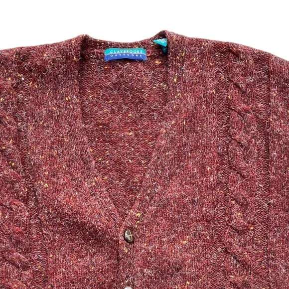 Vintage Claybrooke Wool Cardigan Rust Shag Kurt Cobain Grunge Grandpa Sweater-M